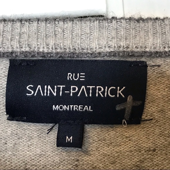Rue Saint-Patrick Mens Size M Pullover Sweater Gray Color Block Wool‎ Cashmere - Picture 3 of 6